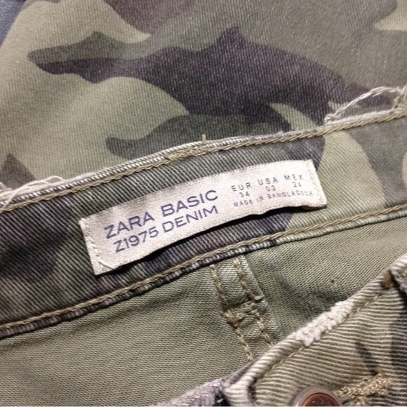 ZARA BASIC Camouflage Size US 2 Denim Jeans Stretch Ankle Cropped Distressed - Picture 7 of 8